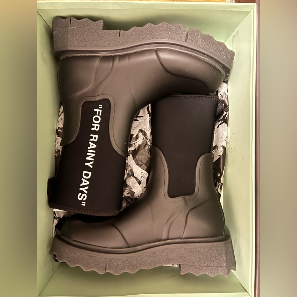 Off White Sponge Rain Boots Black IT 38 US 8